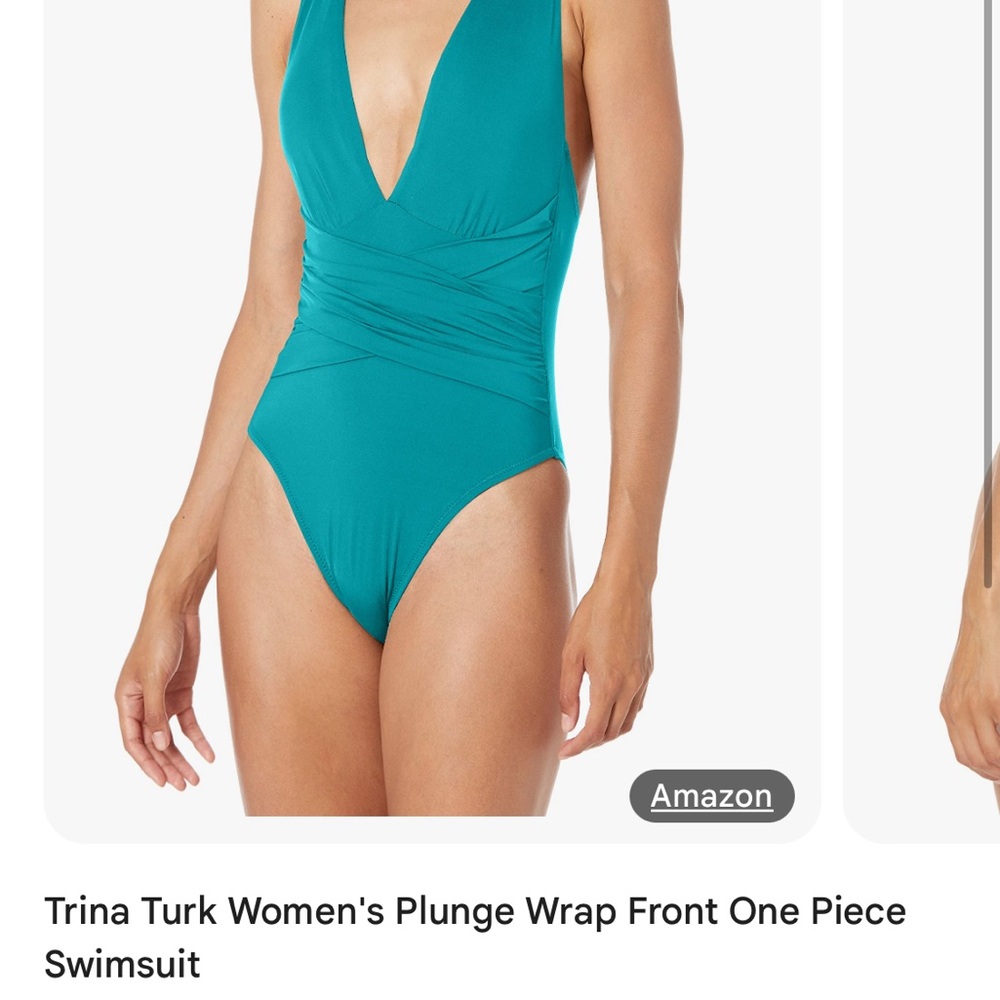 TRINA TURK NEARLY NEW Aqua Plunge Wrap Monaco One Piece Swimsuit